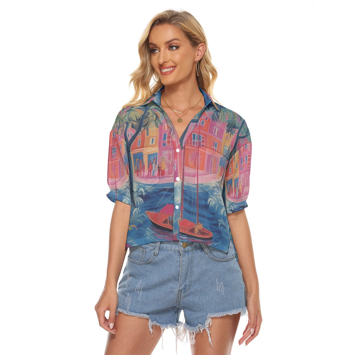 All-Over Print Women's V-neck Shirts