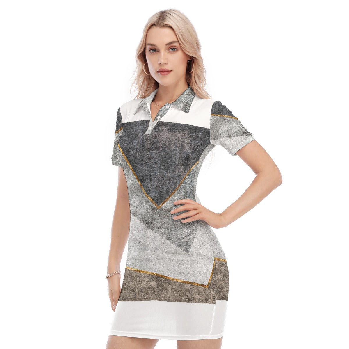 All-Over Print Women's Polo Collar Dress