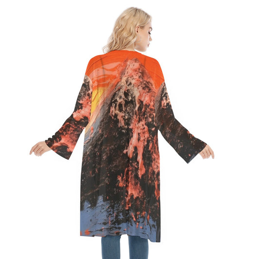 All- Over Print Women's Long Sleeve Mesh Cardigan