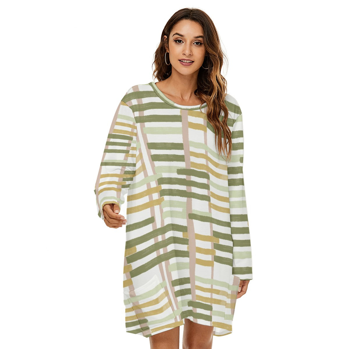 All-Over Print  Women's Loose Crew Neck Dress