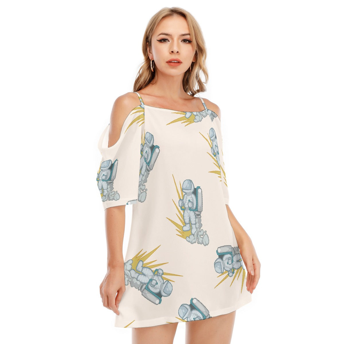 All-Over Print Women's Off-shoulder Cami Dress