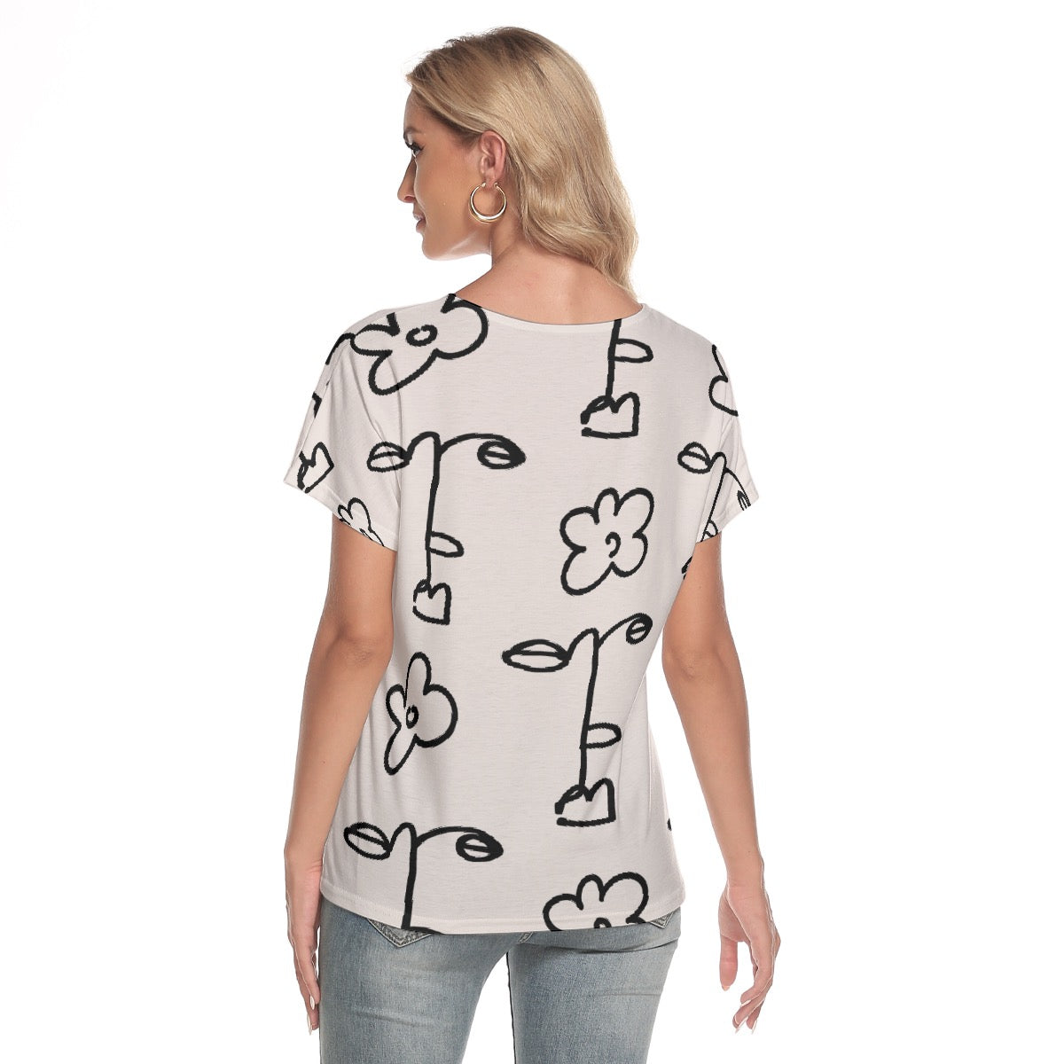 All-Over Print Women's Loose V-neck Short Sleeve T-shirt