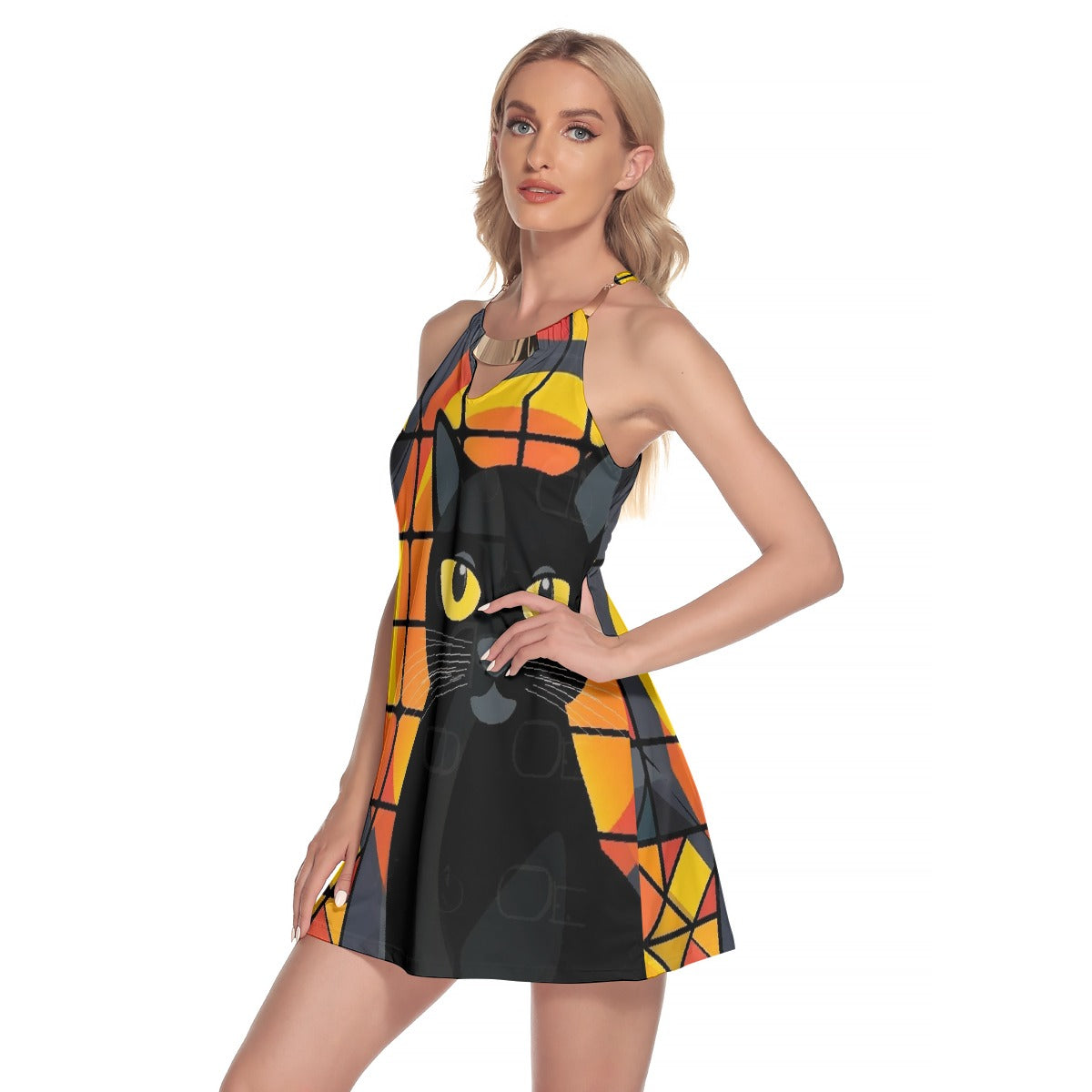 All-Over Print Women's Round Neck Above Knee Dress