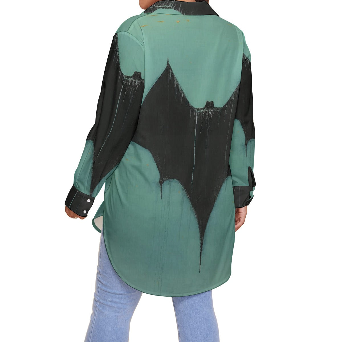 All-Over Print Women's Shirt With Long Sleeve(Plus Size)