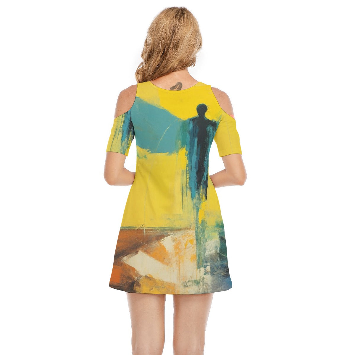 All-Over Print Women's Cold Shoulder Dress | 190GSM Cotton