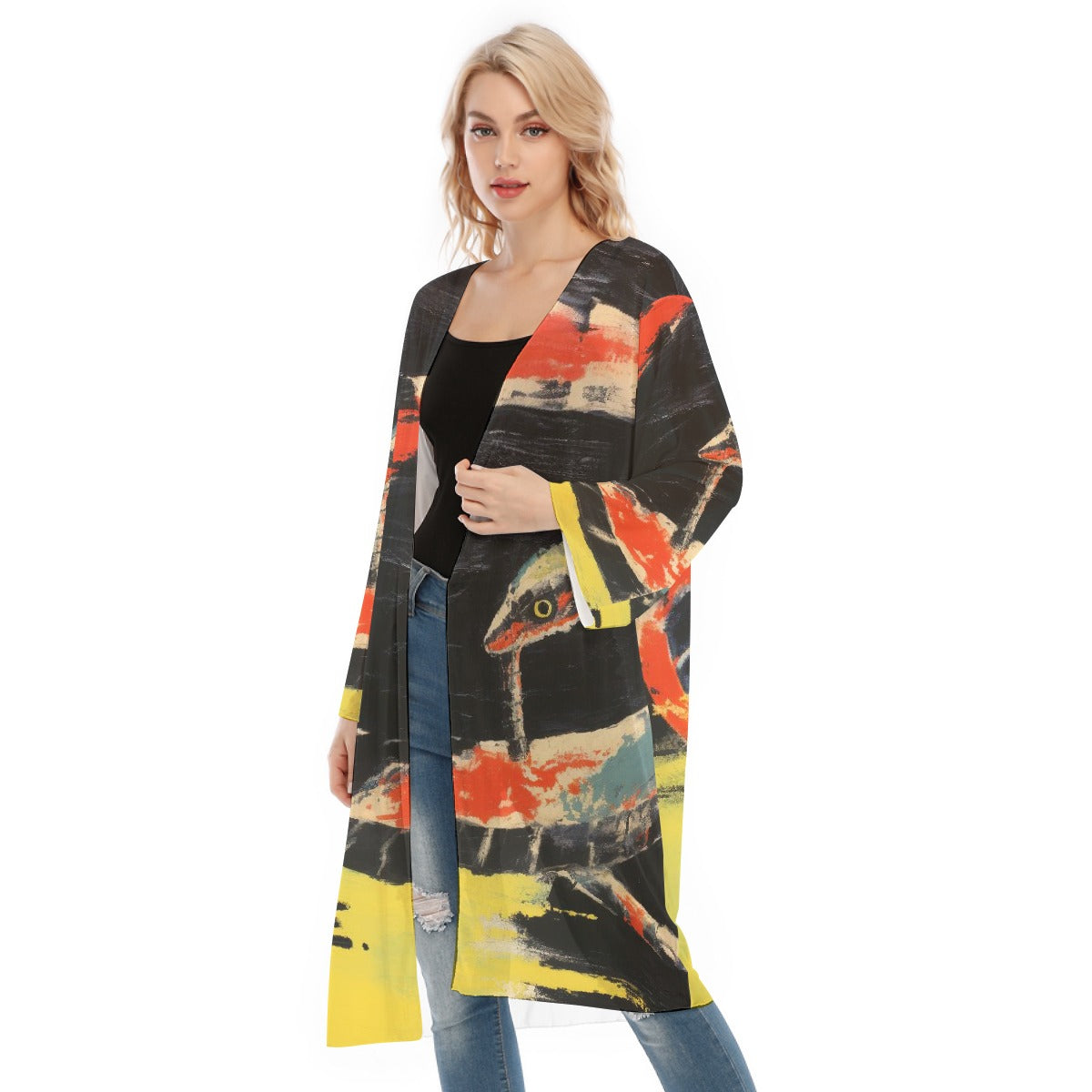 All- Over Print Women's Long Sleeve Mesh Cardigan