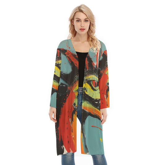 All- Over Print Women's Long Sleeve Mesh Cardigan