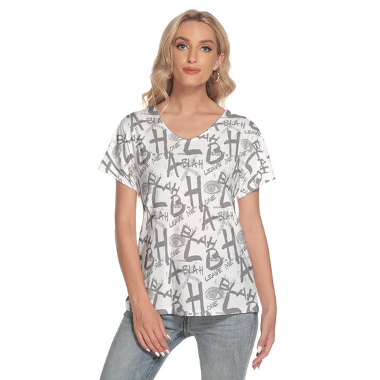 All-Over Print Women's Loose V-neck Short Sleeve T-shirt