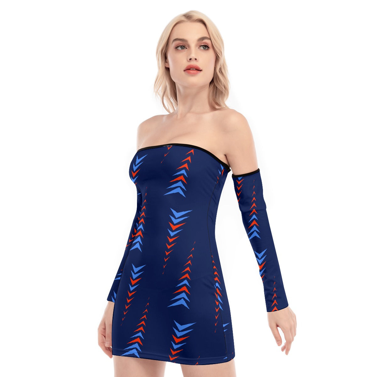 All-Over Print Women's Off-shoulder Back Lace-up Dress