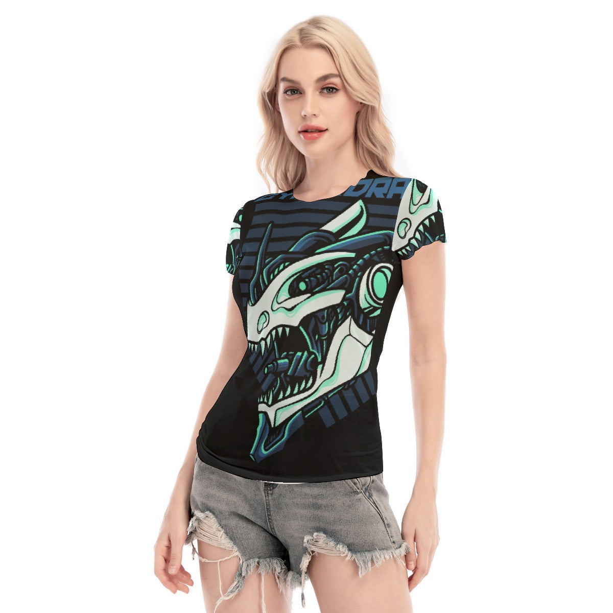 All-Over Print Women's Short Sleeve Mesh Blouse