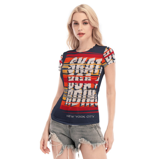 All-Over Print Women's Short Sleeve Mesh Blouse