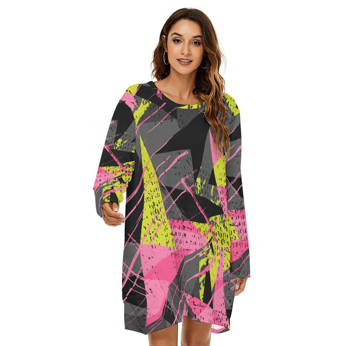 All-Over Print  Women's Loose Crew Neck Dress