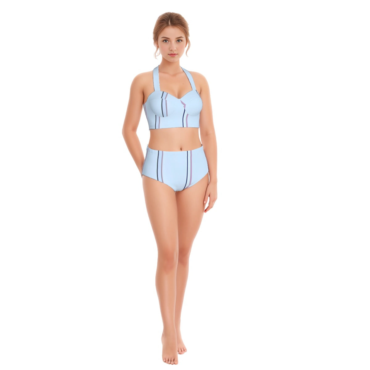 All-Over Print Women's Swimsuit Set With Halter