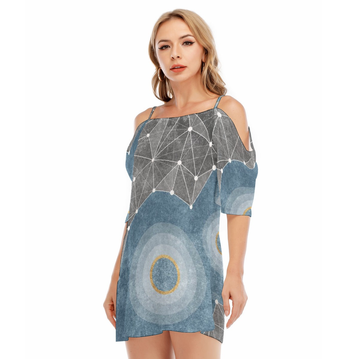 All-Over Print Women's Off-shoulder Cami Dress