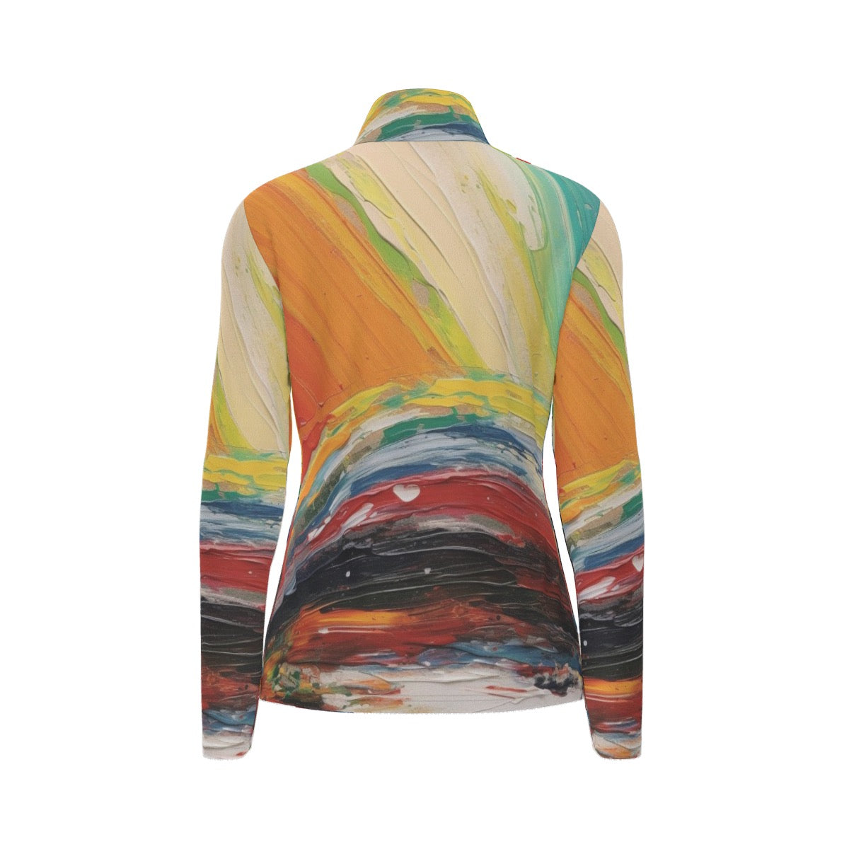 All-Over Print Women's Sports Collar Jersey With Long Sleeve