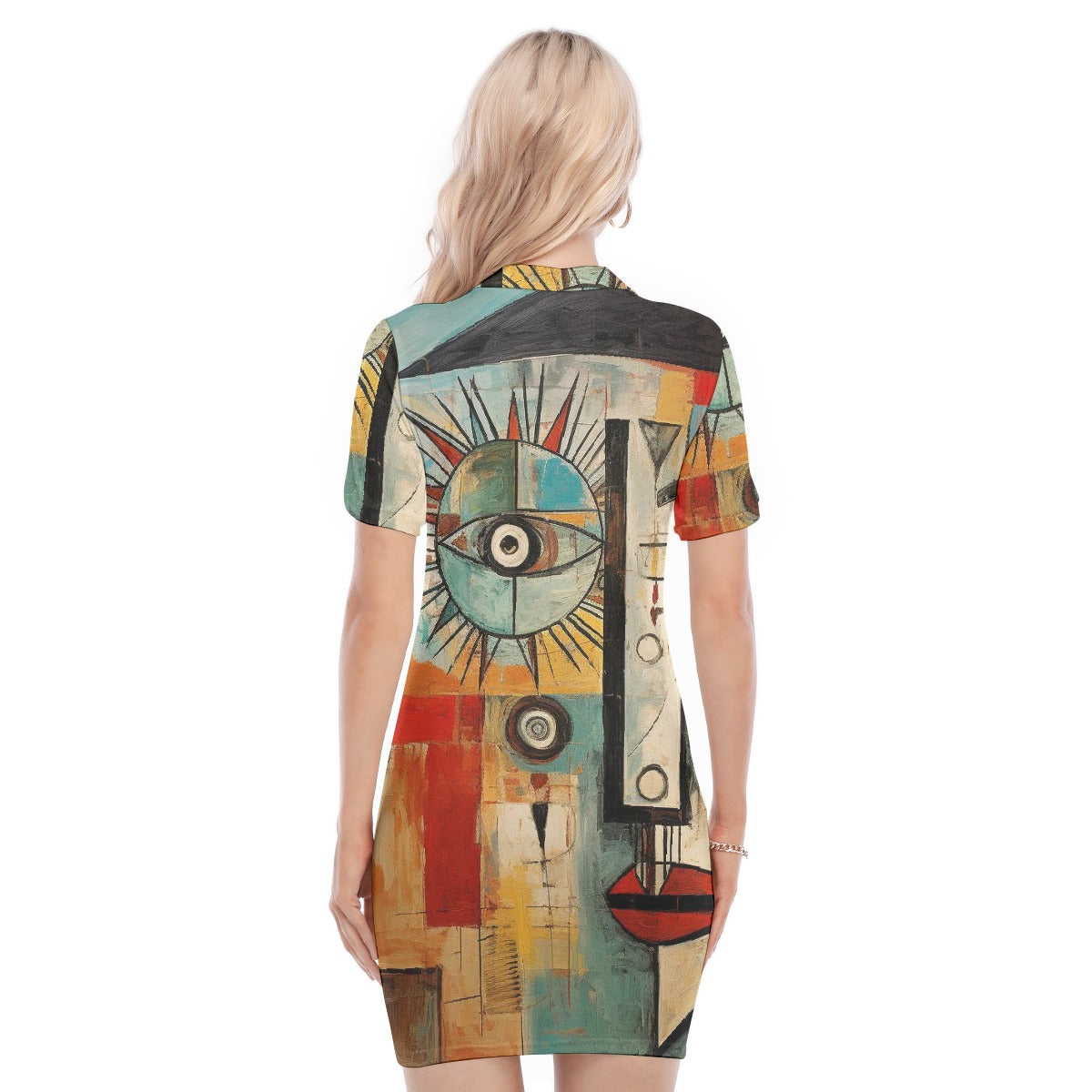 All-Over Print Women's Polo Collar Dress