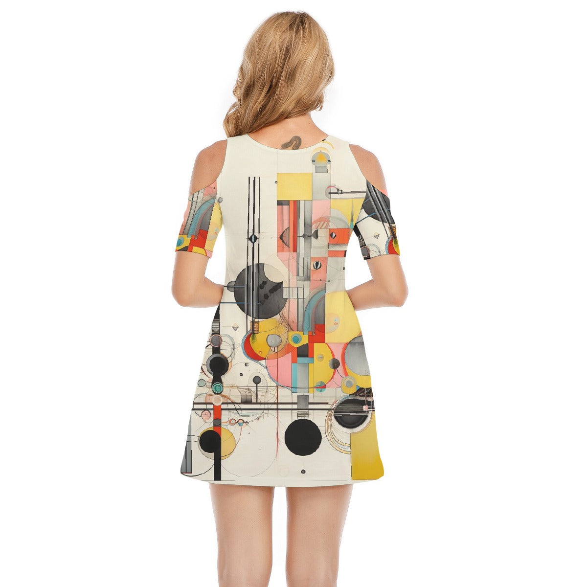 All-Over Print Women's Cold Shoulder Dress | 190GSM Cotton