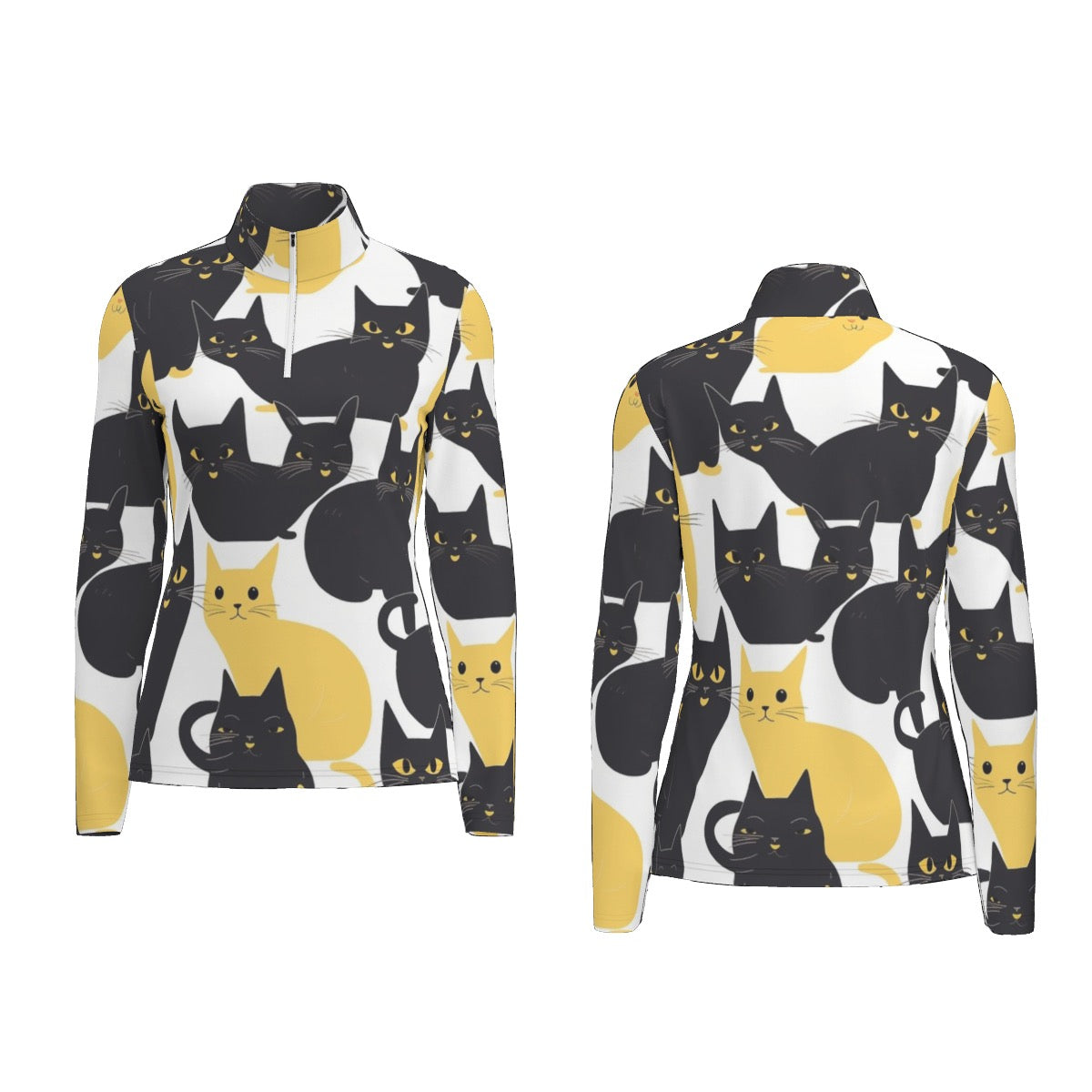 All-Over Print Women's Sports Collar Jersey With Long Sleeve