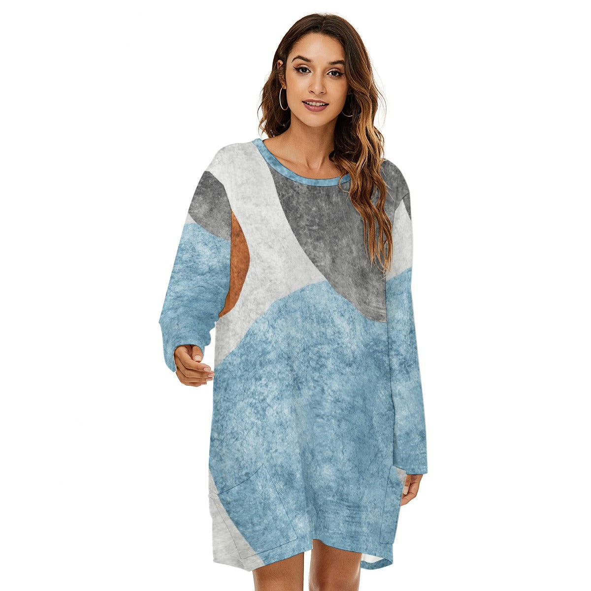 All-Over Print  Women's Loose Crew Neck Dress