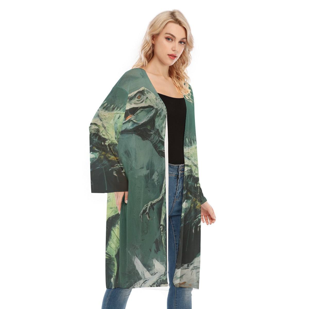 All- Over Print Women's Long Sleeve Mesh Cardigan