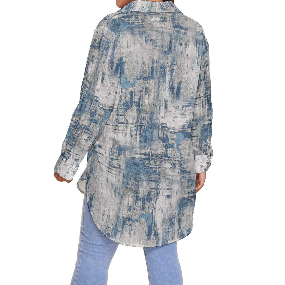 All-Over Print Women's Shirt With Long Sleeve(Plus Size)