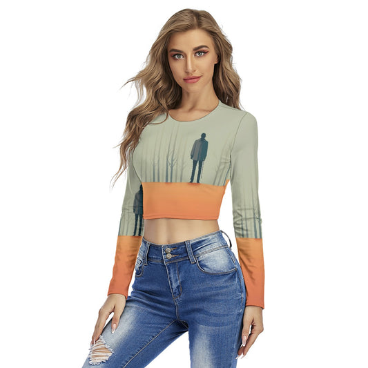 All-Over Print Women's Round Neck Crop Top T-Shirt