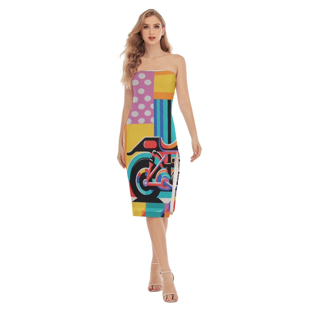 All-Over Print Women's Side Split Tube Top Dress