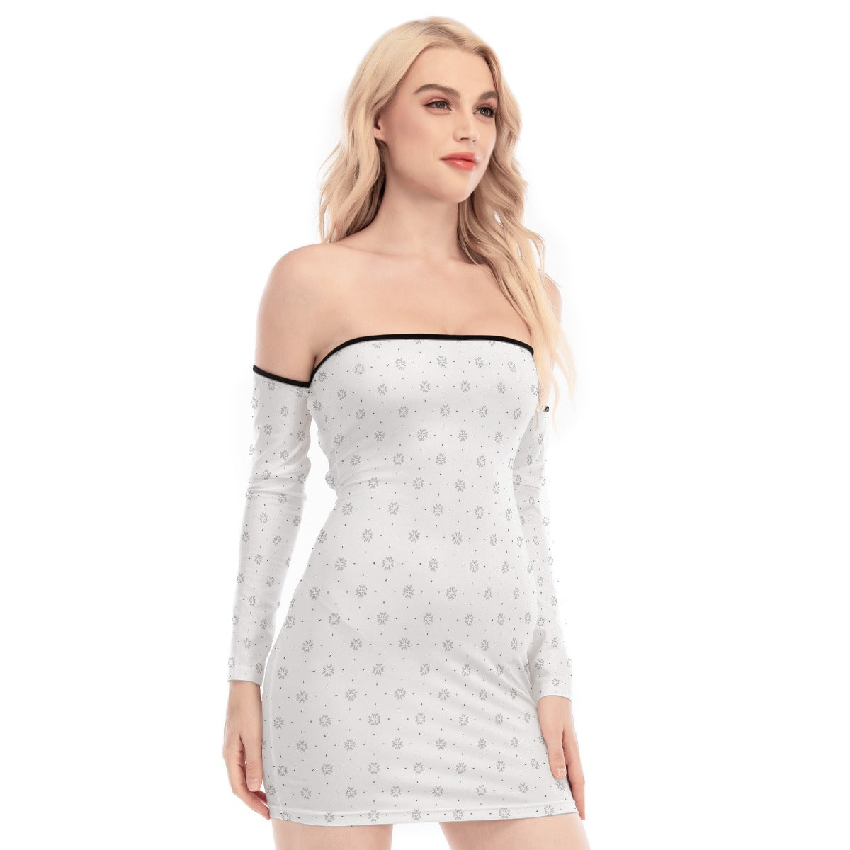 All-Over Print Women's Off-shoulder Back Lace-up Dress