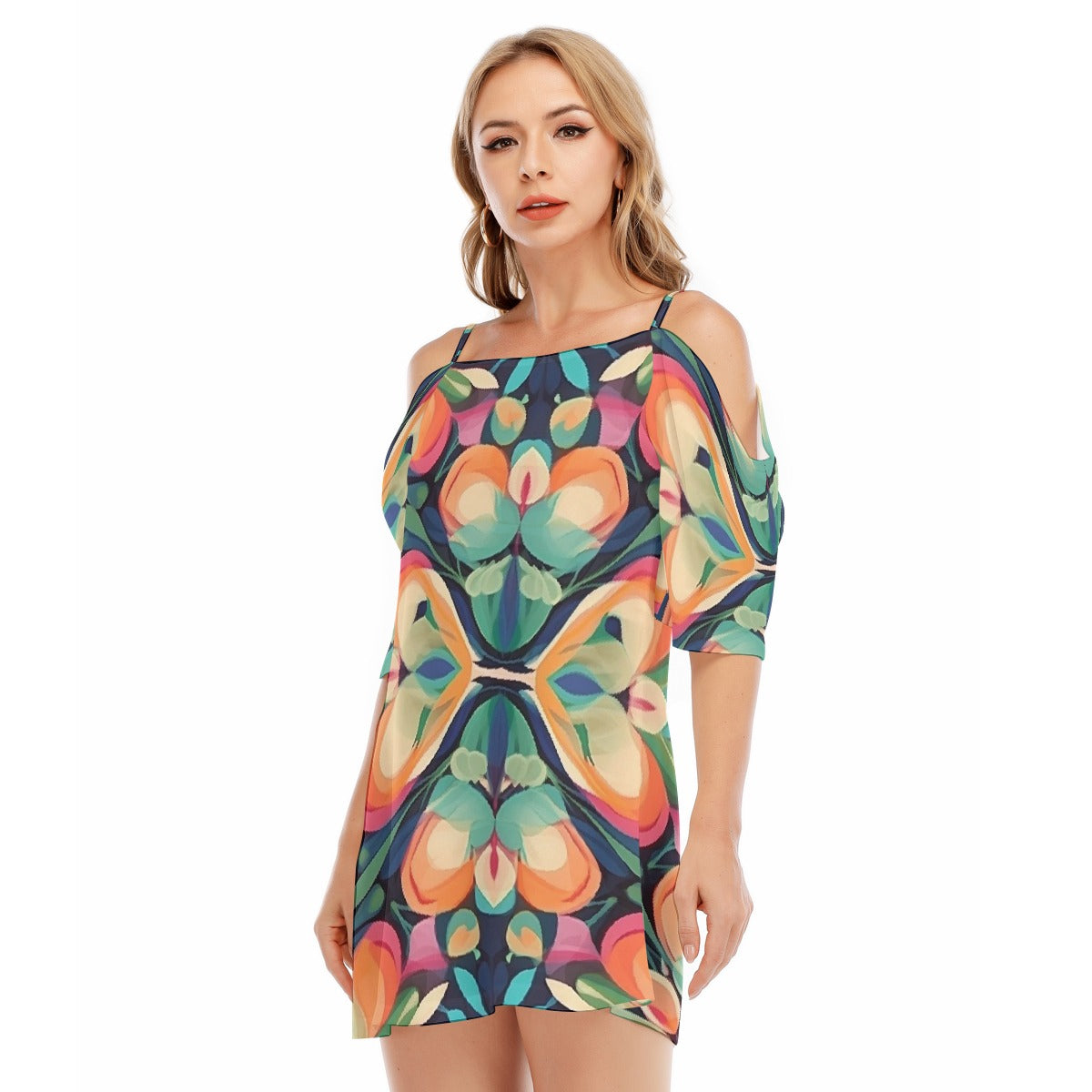 All-Over Print Women's Off-shoulder Cami Dress