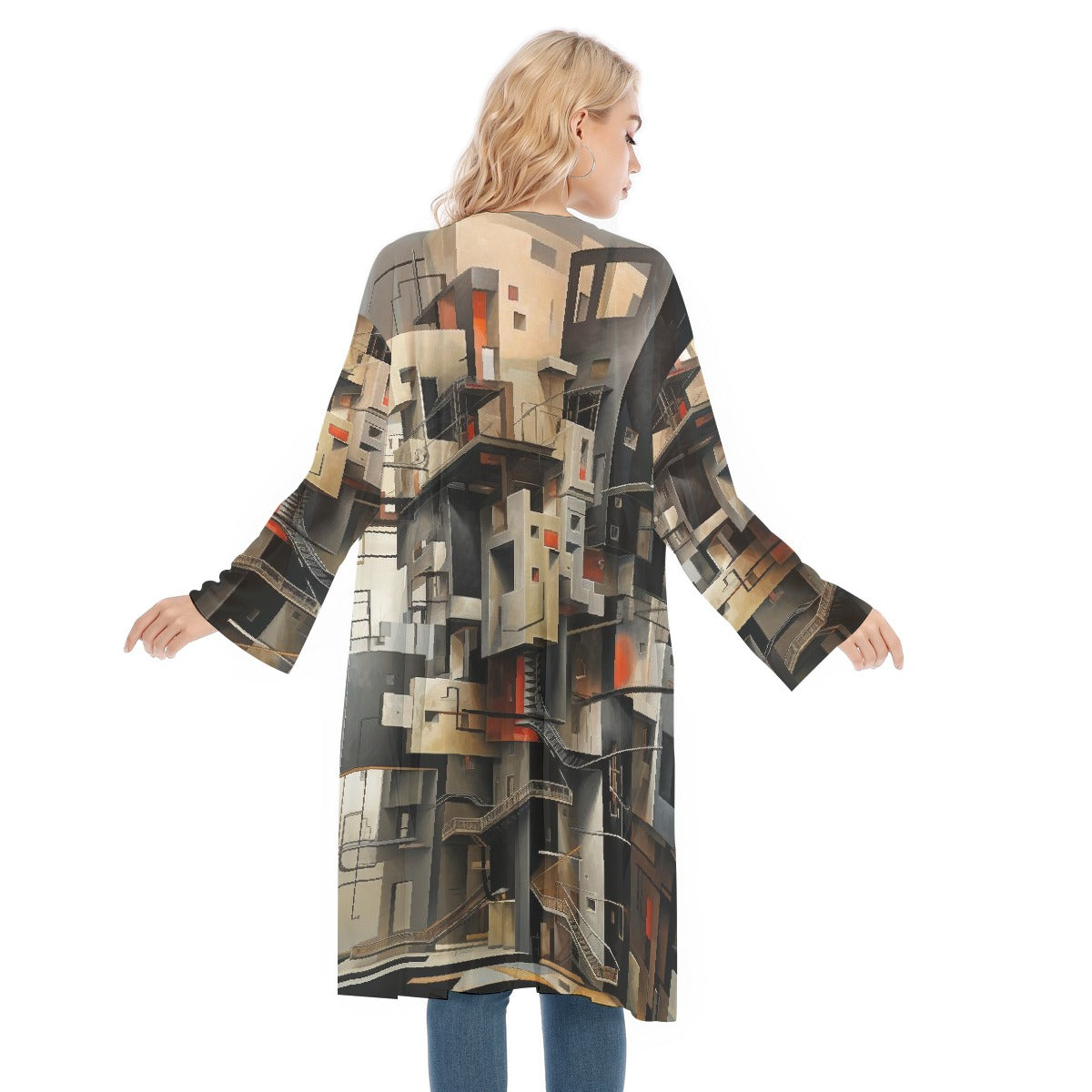 All- Over Print Women's Long Sleeve Mesh Cardigan