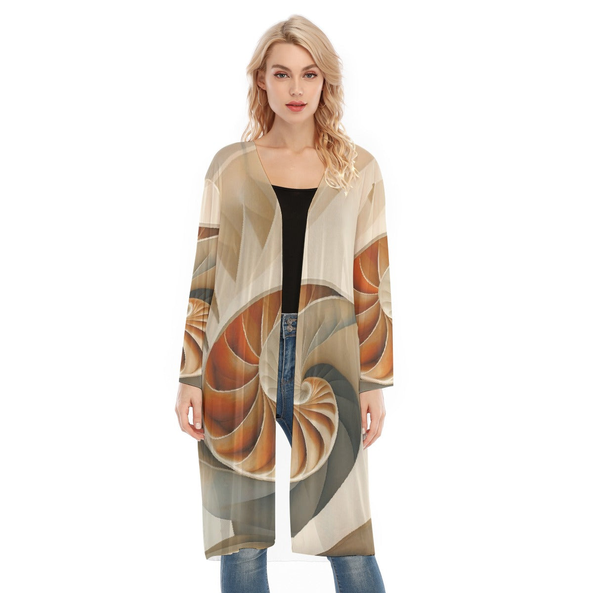 All- Over Print Women's Long Sleeve Mesh Cardigan