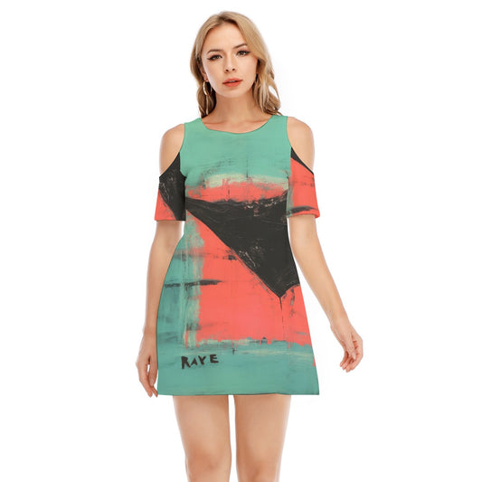 All-Over Print Women's Cold Shoulder Dress | 190GSM Cotton