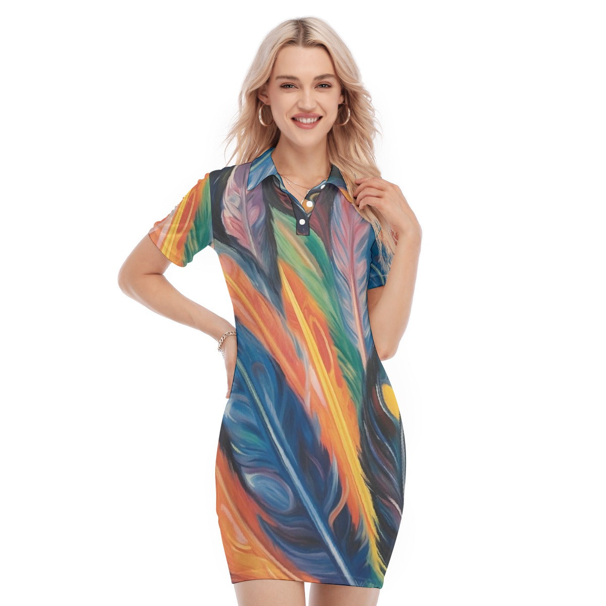 All-Over Print Women's Polo Collar Dress