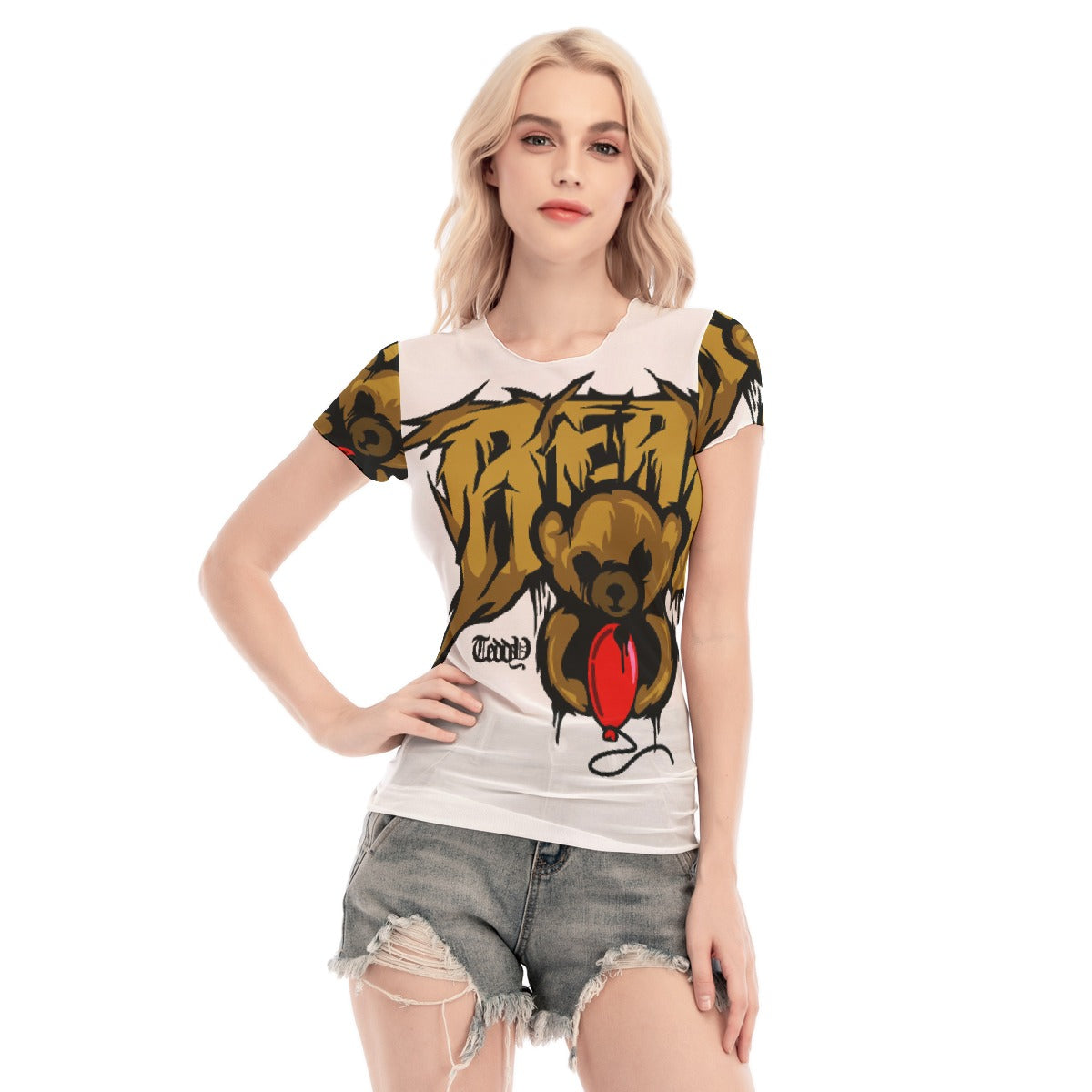 All-Over Print Women's Short Sleeve Mesh Blouse