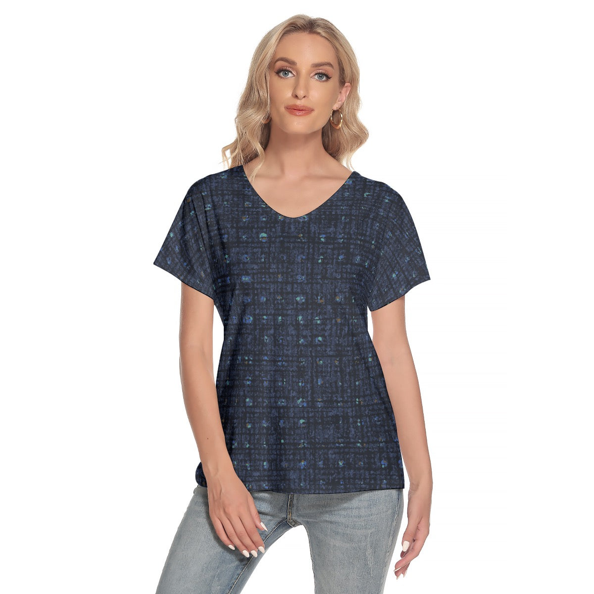 All-Over Print Women's Loose V-neck Short Sleeve T-shirt