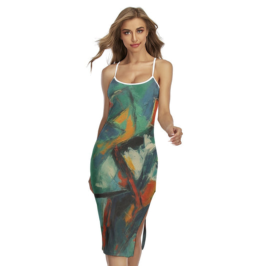 All-Over Print Women's Back Cross Cami Dress