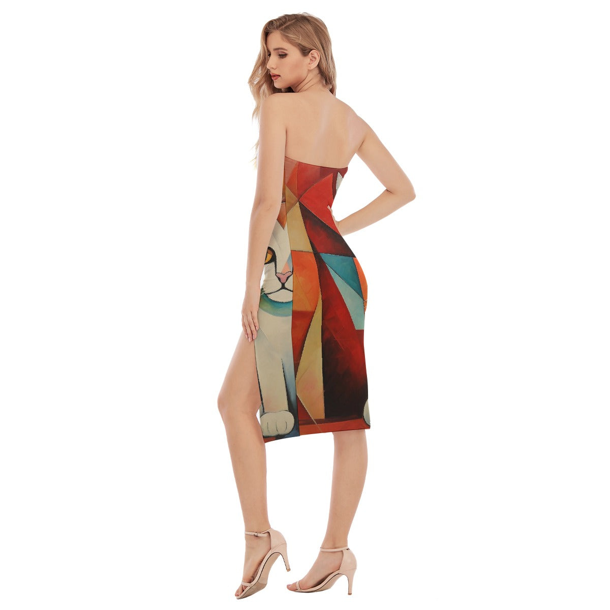 All-Over Print Women's Side Split Tube Top Dress