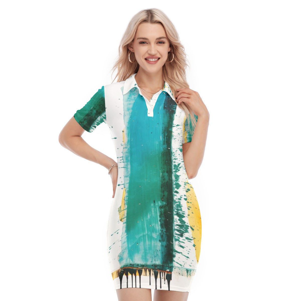 All-Over Print Women's Polo Collar Dress