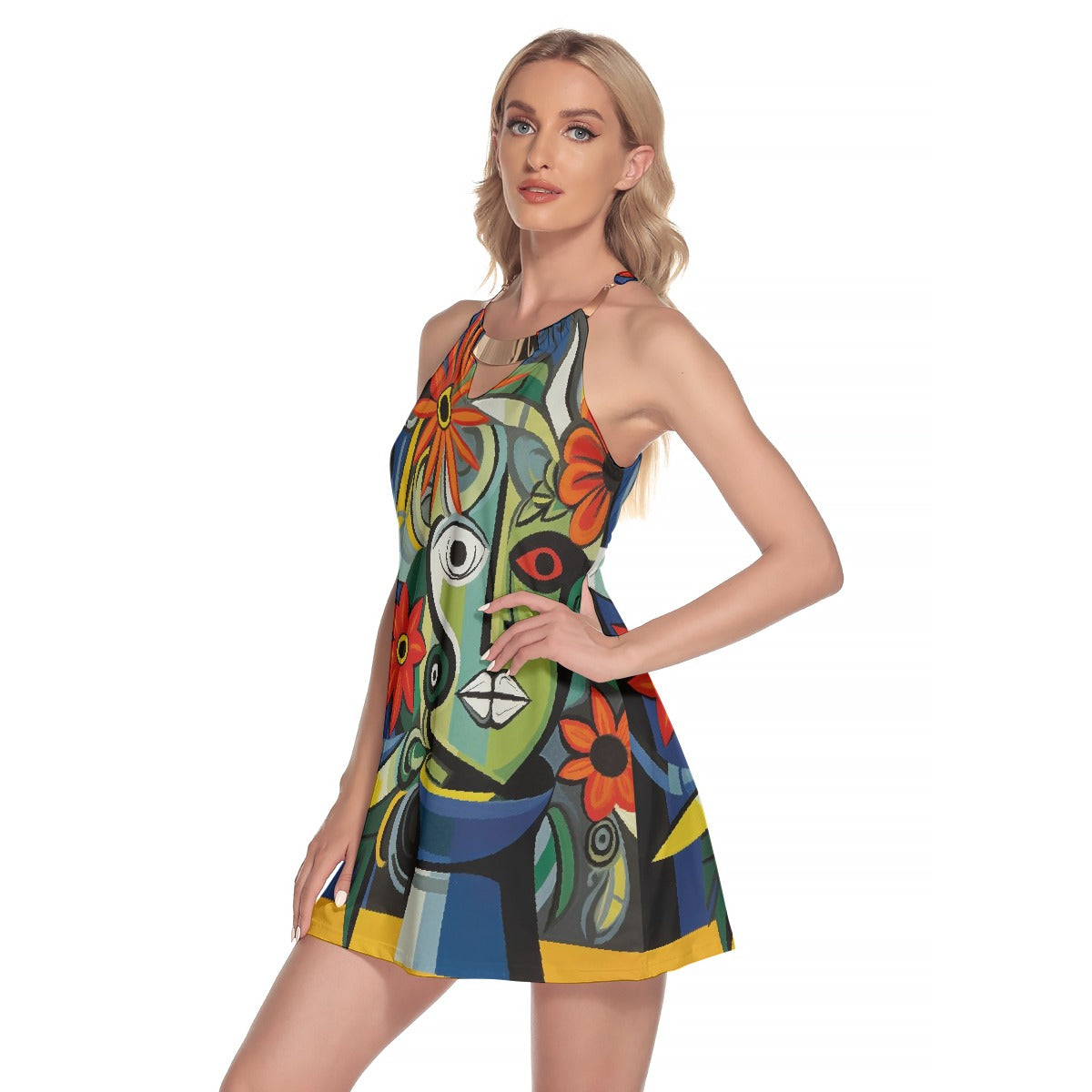 All-Over Print Women's Round Neck Above Knee Dress