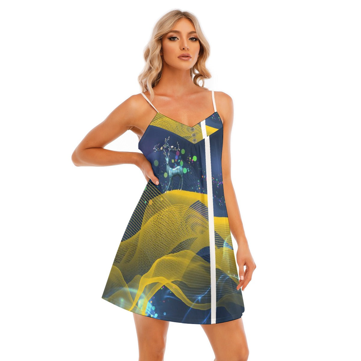 All-Over Print Women's V-neck Cami Dress