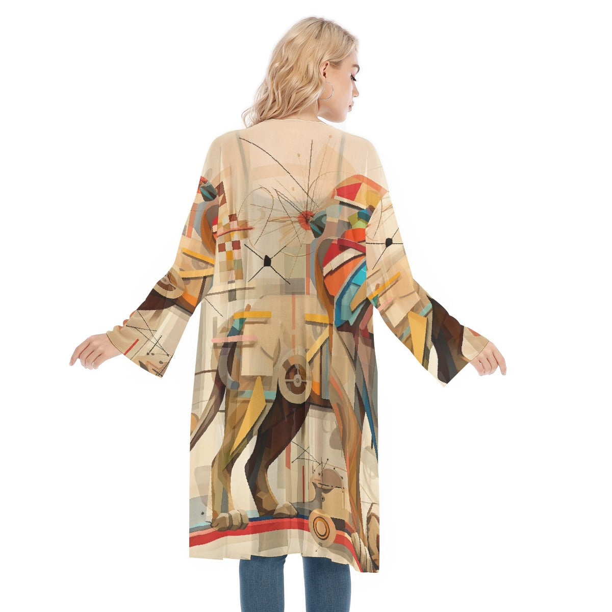 All- Over Print Women's Long Sleeve Mesh Cardigan