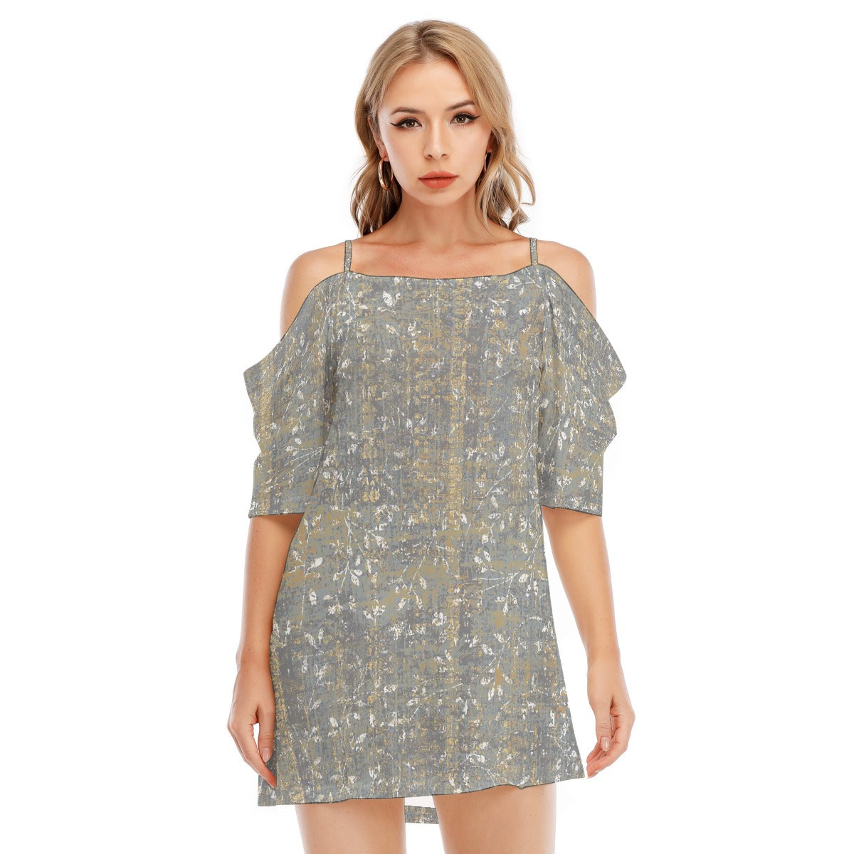 All-Over Print Women's Off-shoulder Cami Dress