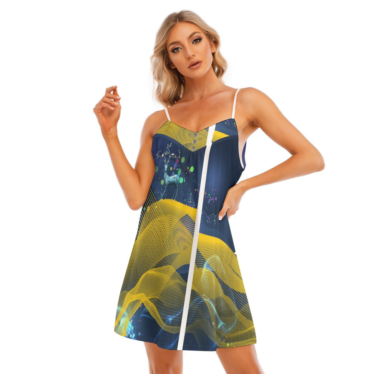 All-Over Print Women's V-neck Cami Dress