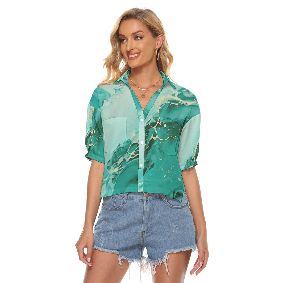 All-Over Print Women's V-neck Shirts