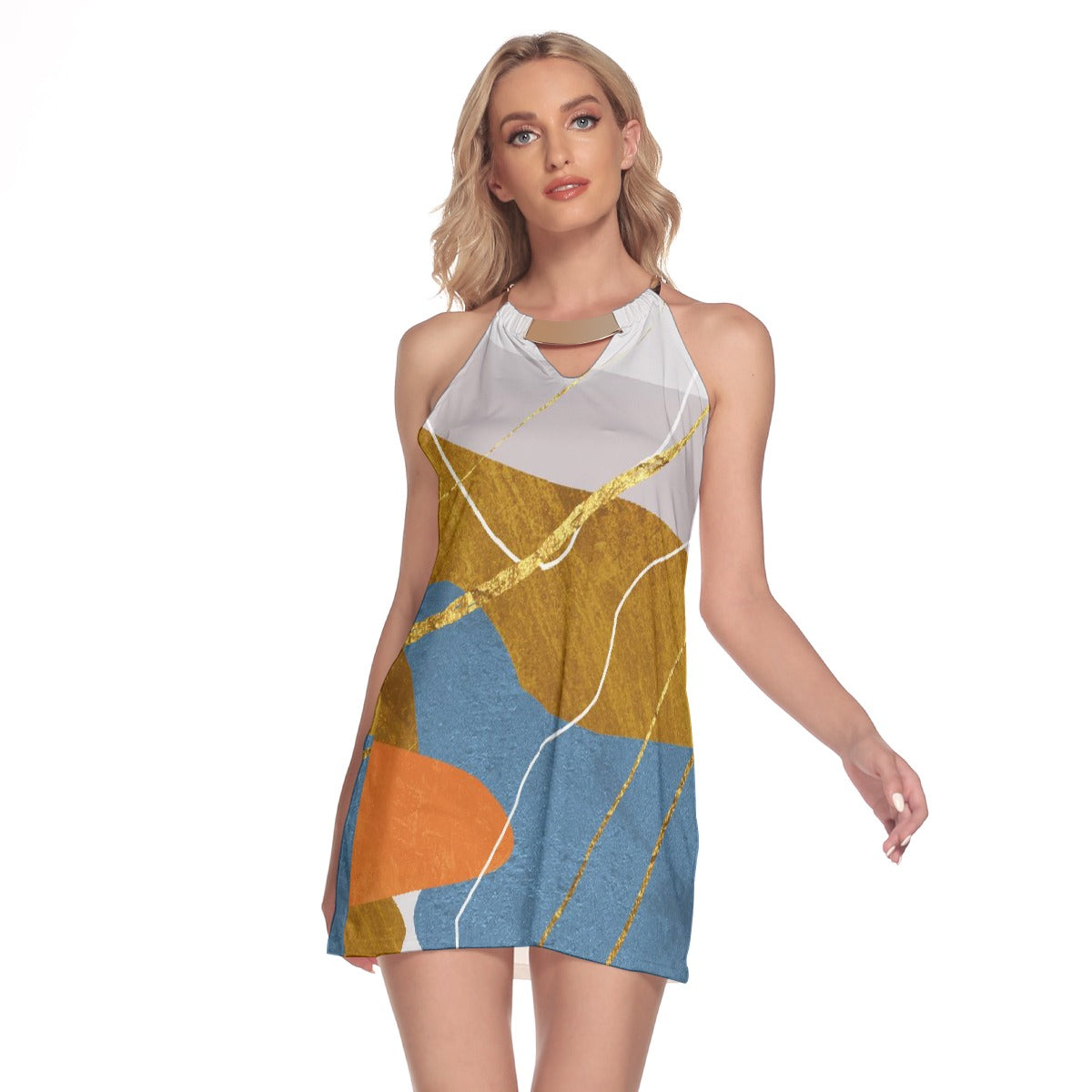 All-Over Print Women's Round Neck Above Knee Dress