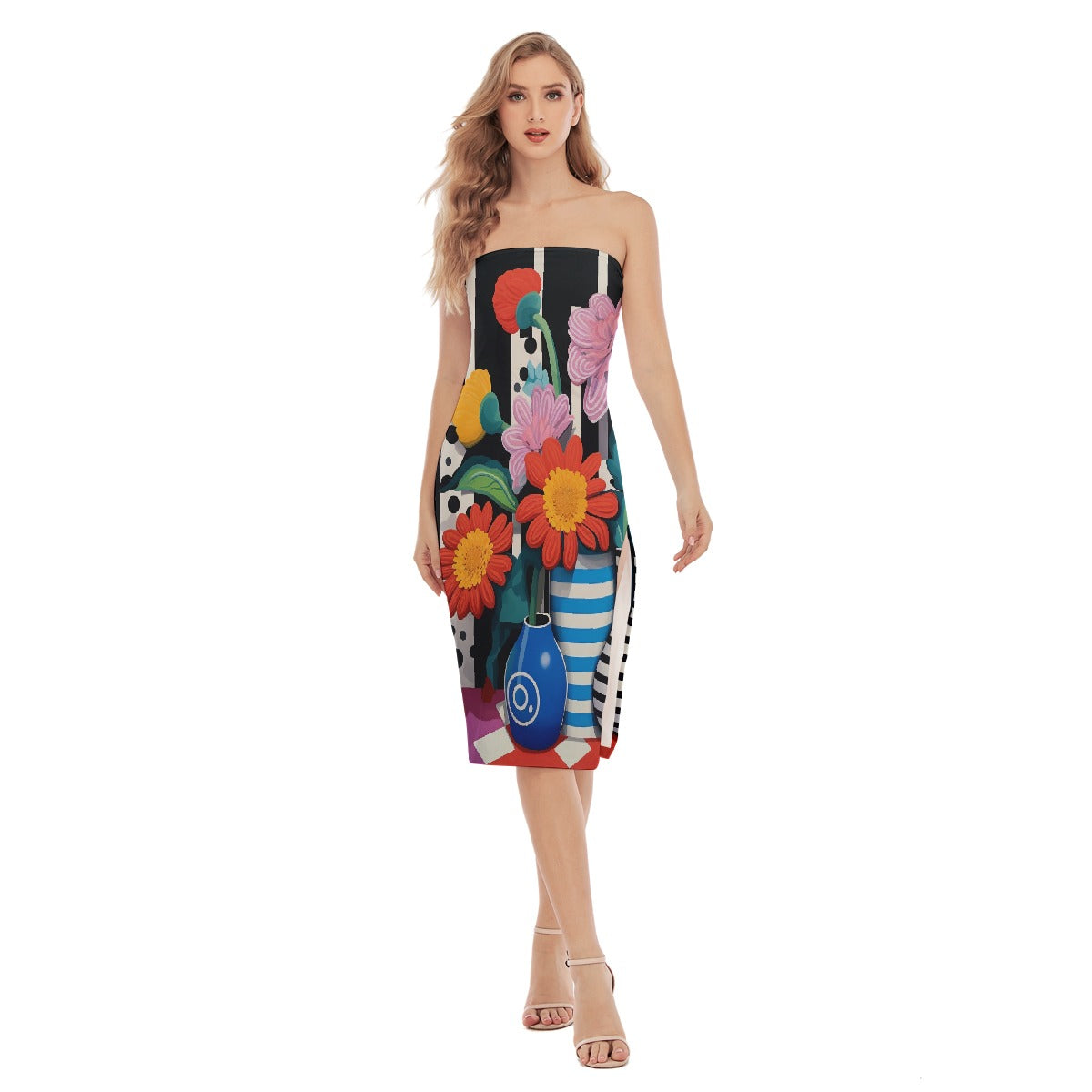 All-Over Print Women's Side Split Tube Top Dress