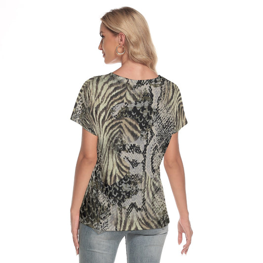 All-Over Print Women's Loose V-neck Short Sleeve T-shirt