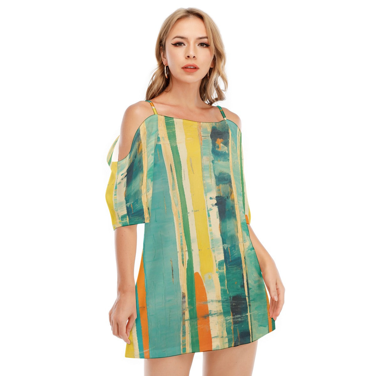 All-Over Print Women's Off-shoulder Cami Dress