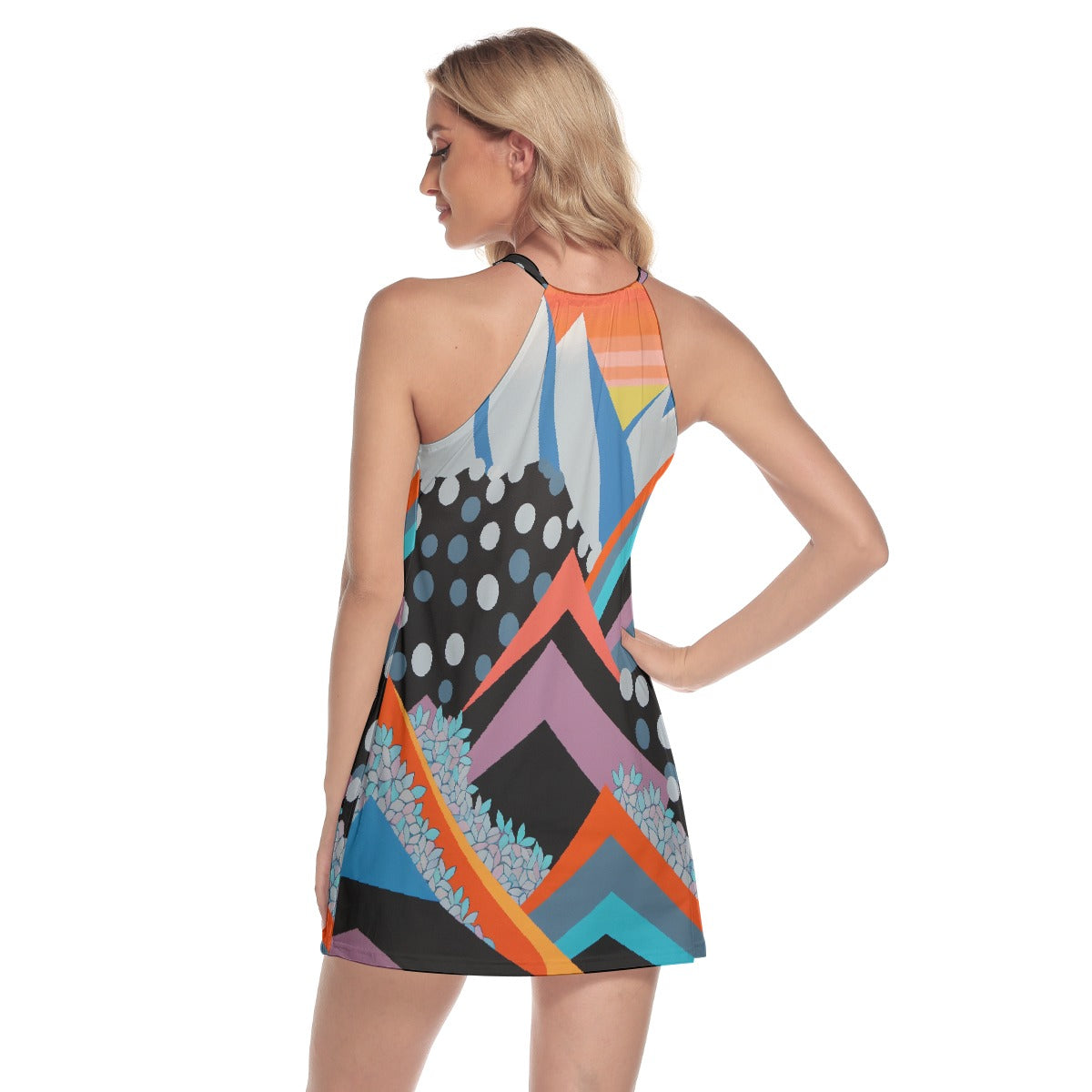 All-Over Print Women's Round Neck Above Knee Dress