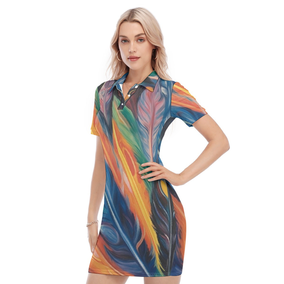 All-Over Print Women's Polo Collar Dress